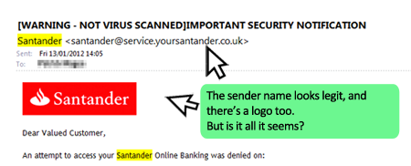 Typical phishing email - looks genuine, doesn't it?